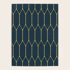 Long Honeycomb Minimalist Geometric Pattern in Light Mustard and Navy Blue Poster Gallery Image 4