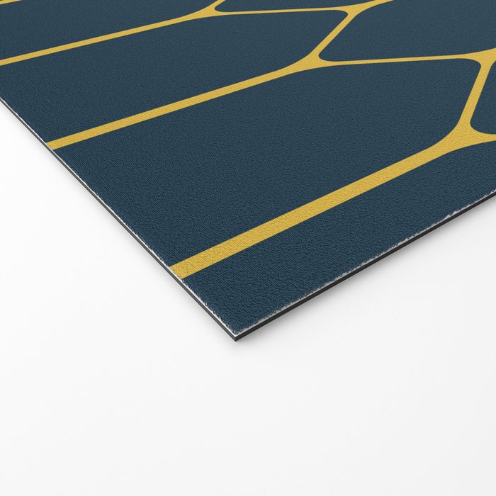 Long Honeycomb Minimalist Geometric Pattern in Light Mustard and Navy Blue Welcome Mat Gallery Image 2