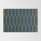 Long Honeycomb Minimalist Geometric Pattern in Light Mustard and Navy Blue Rug Gallery Image 2