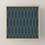 Long Honeycomb Minimalist Geometric Pattern in Light Mustard and Navy Blue Mini Art Print Gallery Image 1