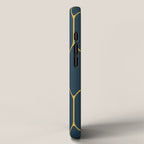 Long Honeycomb Minimalist Geometric Pattern in Light Mustard and Navy Blue iPhone Case Gallery Image 2