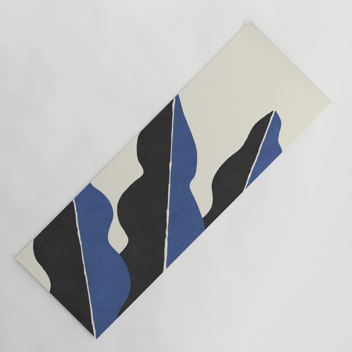 Color Block Abstract Leaf - Blue Black  Yoga Mat Gallery Image 1