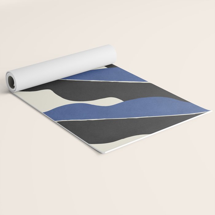 Color Block Abstract Leaf - Blue Black  Yoga Mat Gallery Image 2