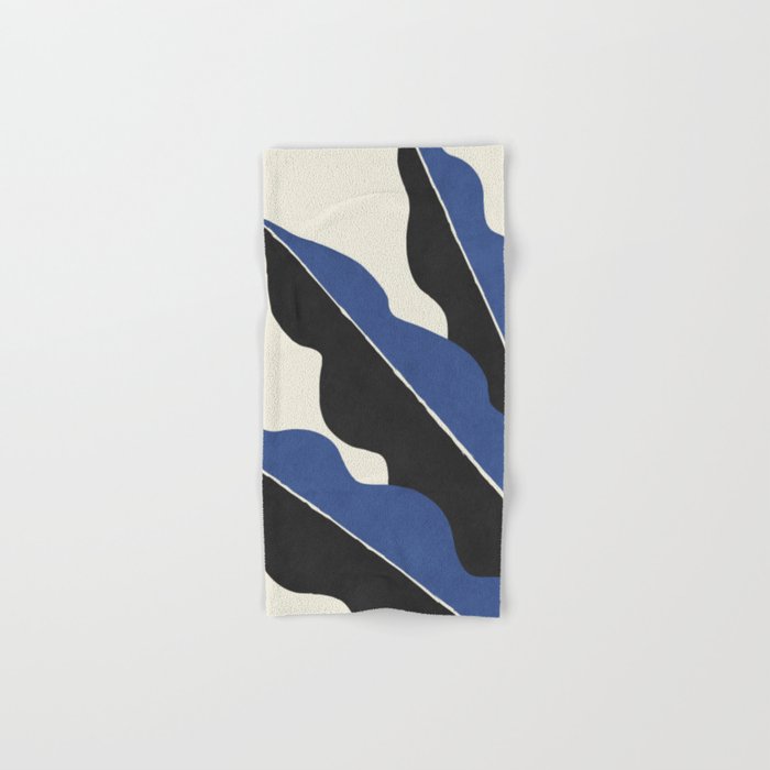 Color Block Abstract Leaf - Blue Black  Bath Towel Gallery Image 1