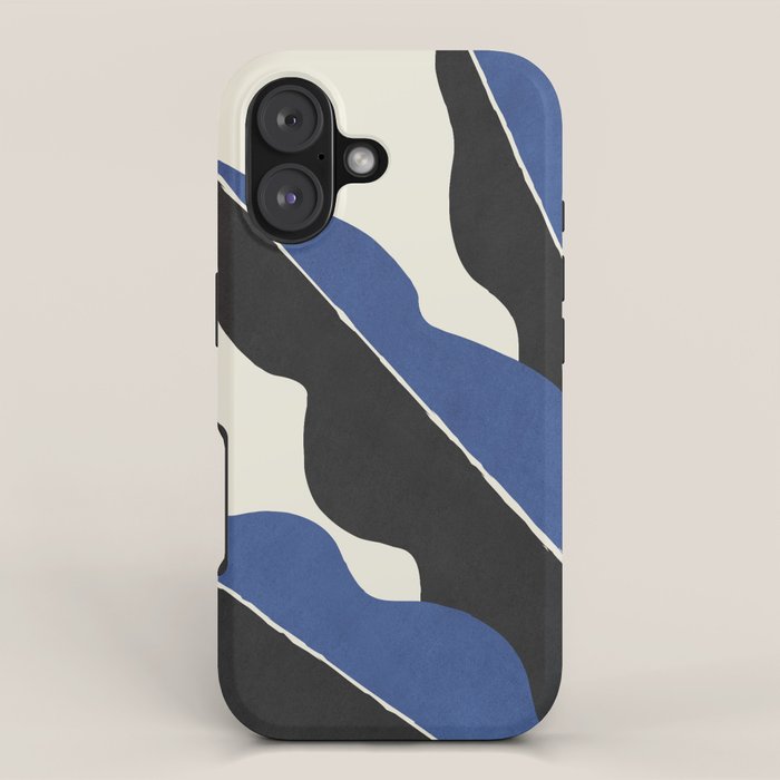 Color Block Abstract Leaf - Blue Black  iPhone Case Gallery Image 1