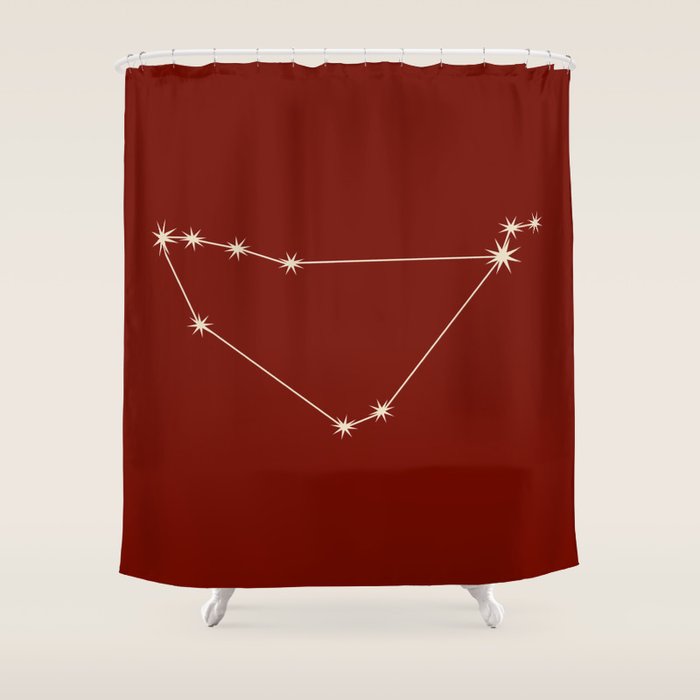 Capricorn Zodiac Star Constellation Line Art Ruby Red Shower Curtain Gallery Image 1