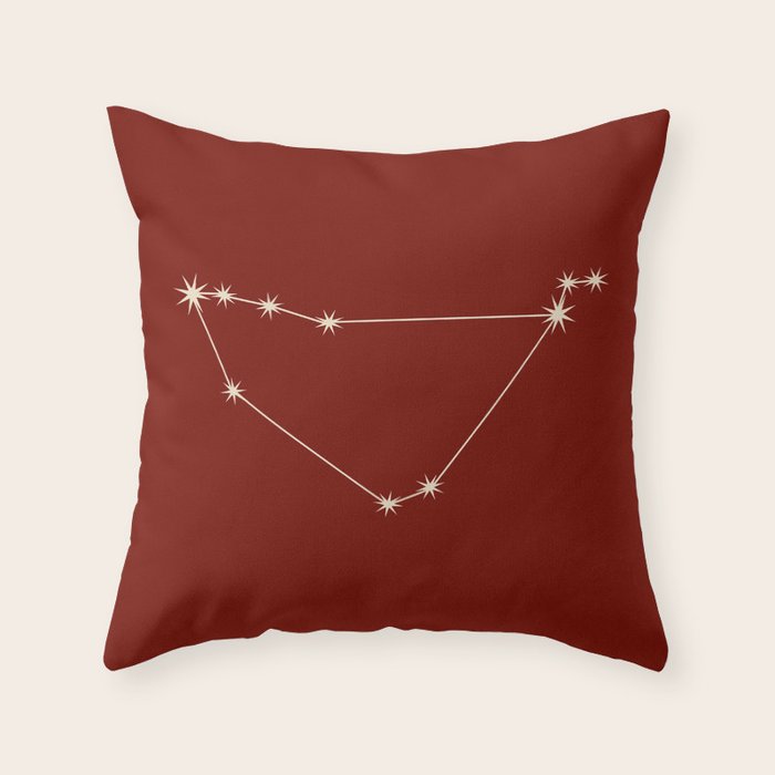 Capricorn Zodiac Star Constellation Line Art Ruby Red Throw Pillow Gallery Image 1