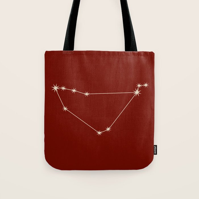 Capricorn Zodiac Star Constellation Line Art Ruby Red Tote Bag Gallery Image 1