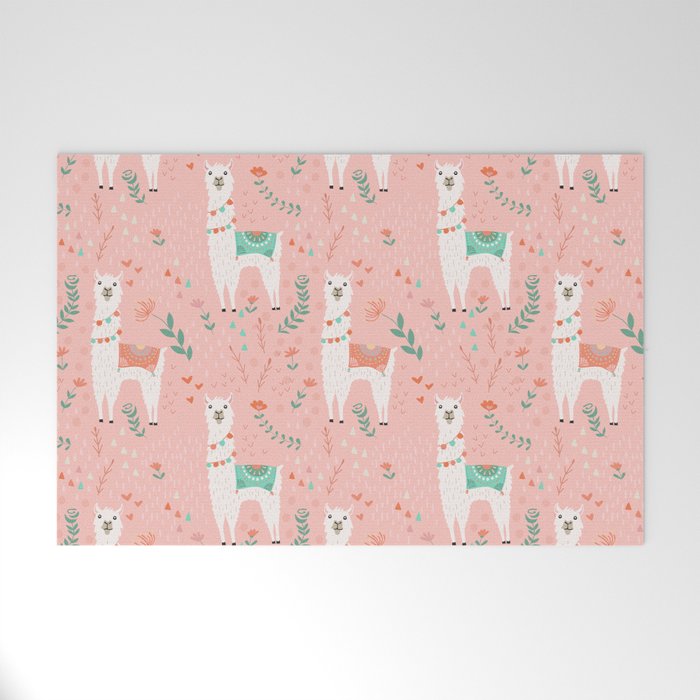Lovely Llama on Pink Welcome Mat Gallery Image 1