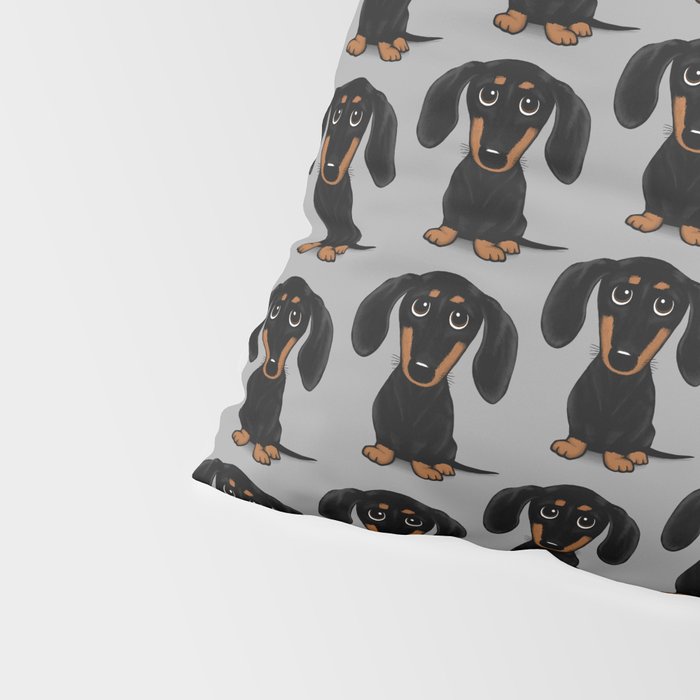 Black and Tan Dachshund | Cute Cartoon Wiener Dog Pillow Sham Gallery Image 4