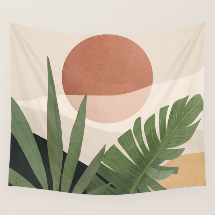 Abstract Art Tropical Leaves 45 Wall Tapestry Gallery Image 4
