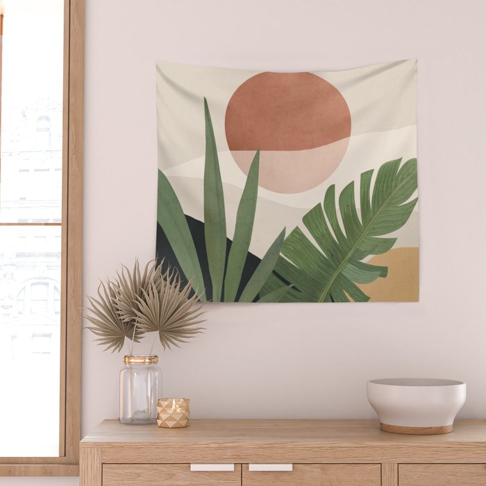 Abstract Art Tropical Leaves 45 Wall Tapestry Gallery Image 2
