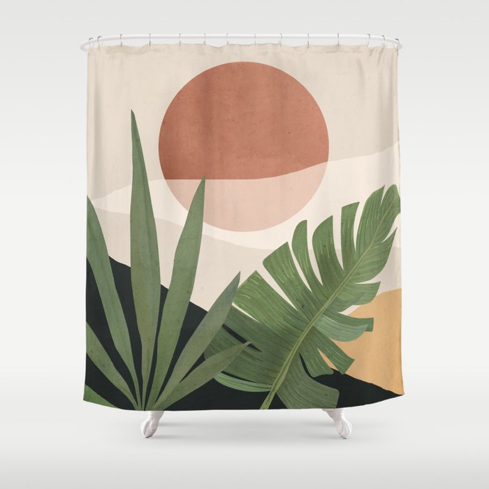 Abstract Art Tropical Leaves 45 Shower Curtain Gallery Image 1