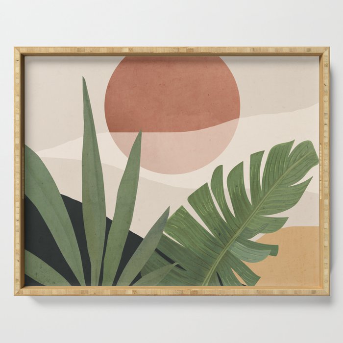 Abstract Art Tropical Leaves 45 Serving Tray Gallery Image 1