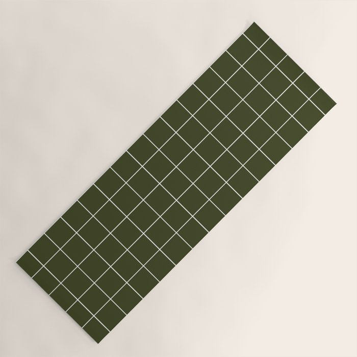 Grid (Olive Green) Yoga Mat Gallery Image 1