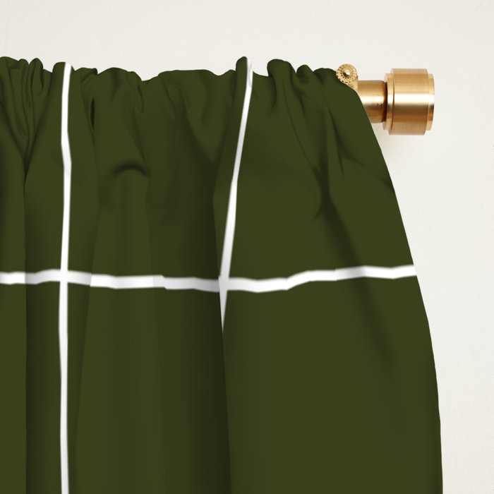 Grid (Olive Green) Window Curtain Gallery Image 2