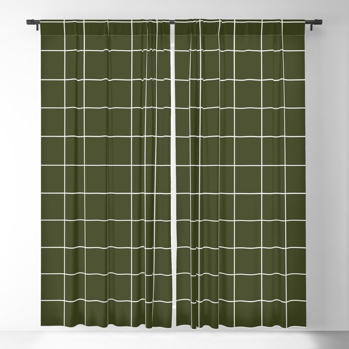 Grid (Olive Green) Window Curtain Gallery Image 1