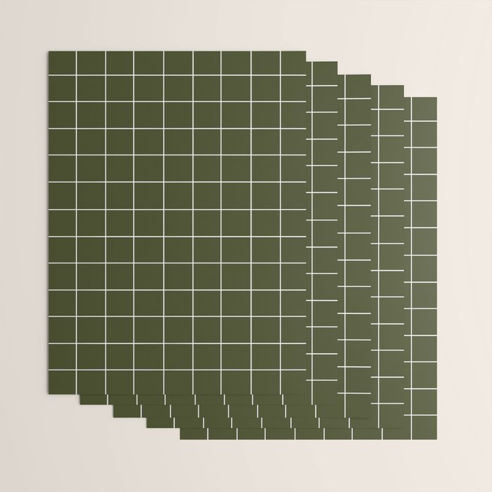 Grid (Olive Green) Wrapping Paper Gallery Image 3