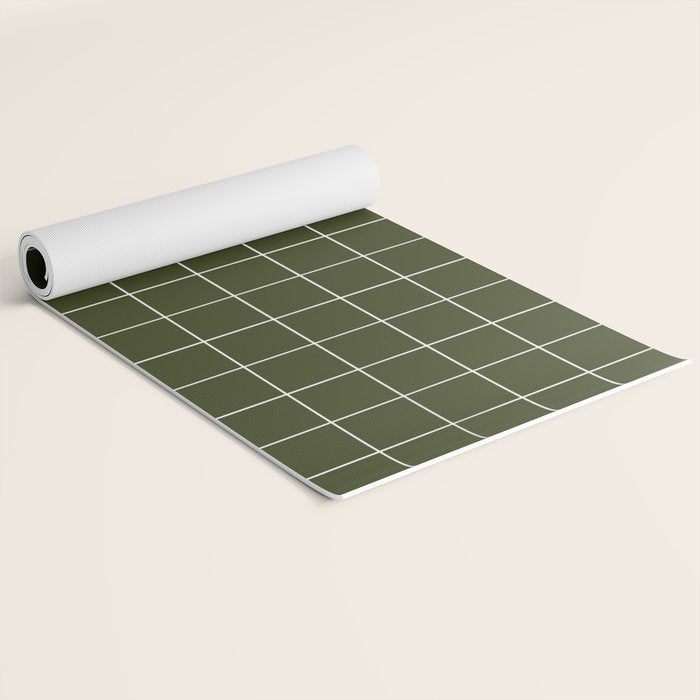 Grid (Olive Green) Yoga Mat Gallery Image 2