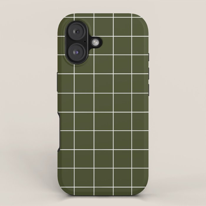 Grid (Olive Green) iPhone Case Gallery Image 1