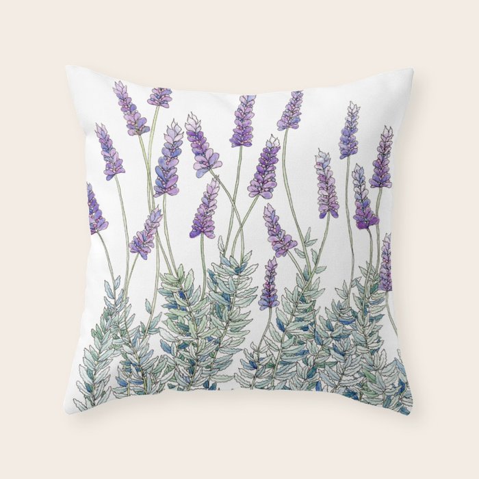 Lavender, Illustration Throw Pillow Gallery Image 6
