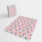 Happy Tropical Jungle Birds Toucan Hummingbird Parrot Pink Jigsaw Puzzle Gallery Image 2