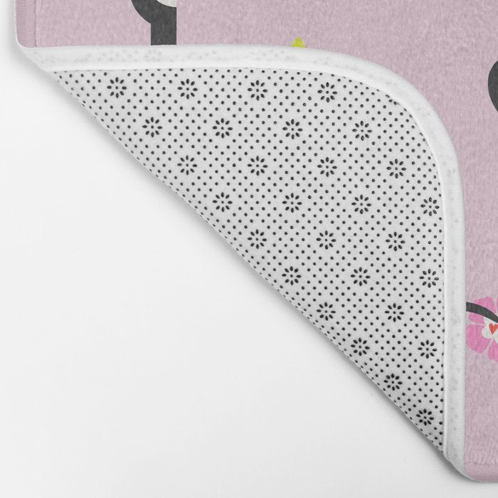 Happy Tropical Jungle Birds Toucan Hummingbird Parrot Pink Bath Mat Gallery Image 2