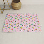Happy Tropical Jungle Birds Toucan Hummingbird Parrot Pink Rug Gallery Image 1