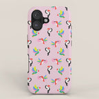 Happy Tropical Jungle Birds Toucan Hummingbird Parrot Pink iPhone Case Gallery Image 1