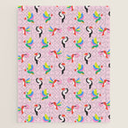 Happy Tropical Jungle Birds Toucan Hummingbird Parrot Pink Jigsaw Puzzle Gallery Image 1