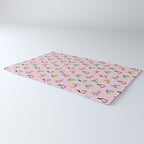 Happy Tropical Jungle Birds Toucan Hummingbird Parrot Pink Rug Gallery Image 3