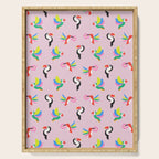 Happy Tropical Jungle Birds Toucan Hummingbird Parrot Pink Serving Tray Gallery Image 1