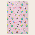 Happy Tropical Jungle Birds Toucan Hummingbird Parrot Pink Cutting Board Gallery Image 1