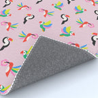 Happy Tropical Jungle Birds Toucan Hummingbird Parrot Pink Rug Gallery Image 4