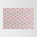 Happy Tropical Jungle Birds Toucan Hummingbird Parrot Pink Rug Gallery Image 2