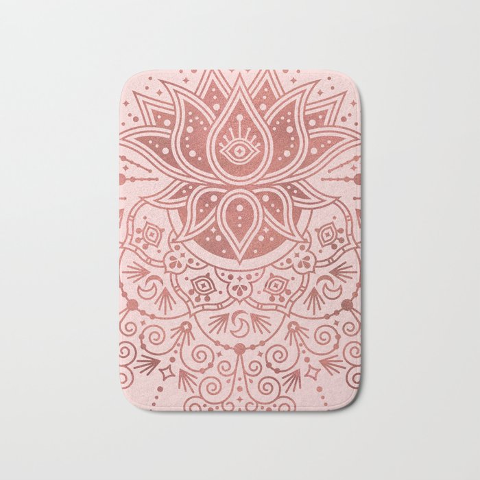 Sacred Lotus Mandala - Rose Gold & Blush Palette Bath Mat Gallery Image 1