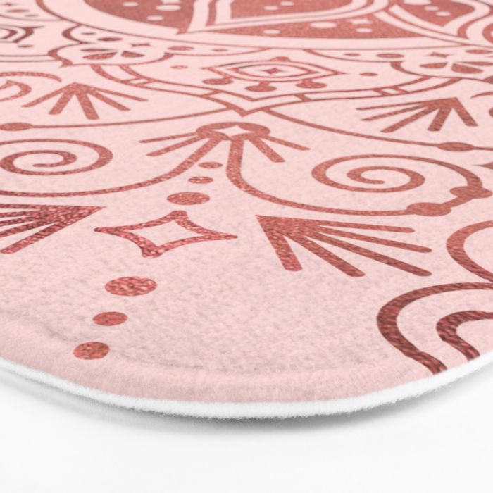 Sacred Lotus Mandala - Rose Gold & Blush Palette Bath Mat Gallery Image 3