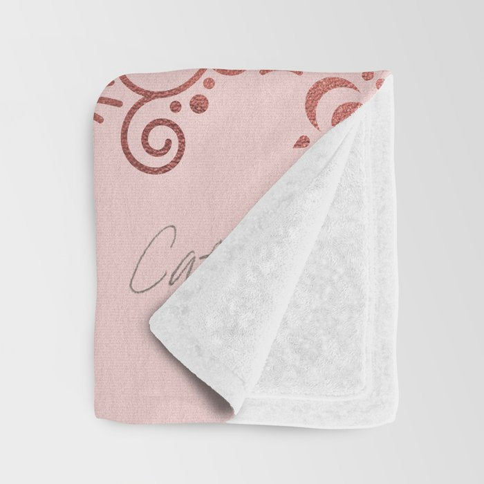 Sacred Lotus Mandala - Rose Gold & Blush Palette Throw Blanket Gallery Image 3
