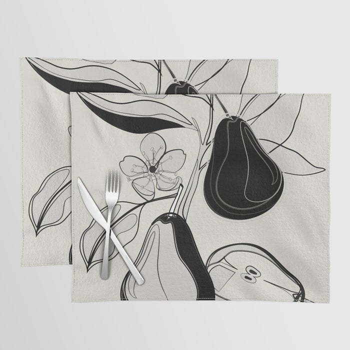 Line Art Pears 4 Placemat Gallery Image 1