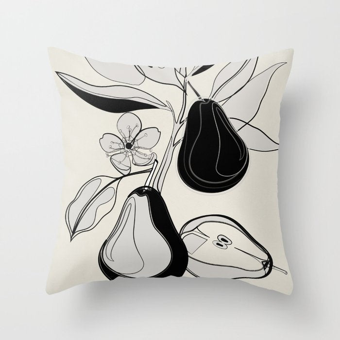 Line Art Pears 4 Throw Pillow Gallery Image 6