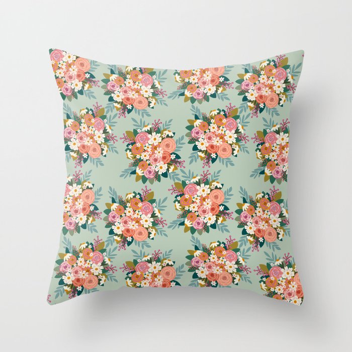 Flower bouquet pattern  Throw Pillow Gallery Image 1