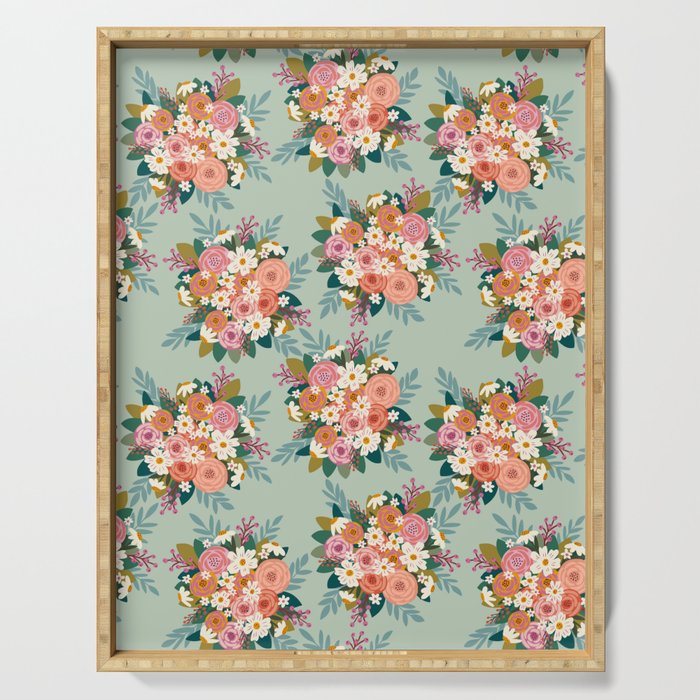 Flower bouquet pattern  Serving Tray Gallery Image 1