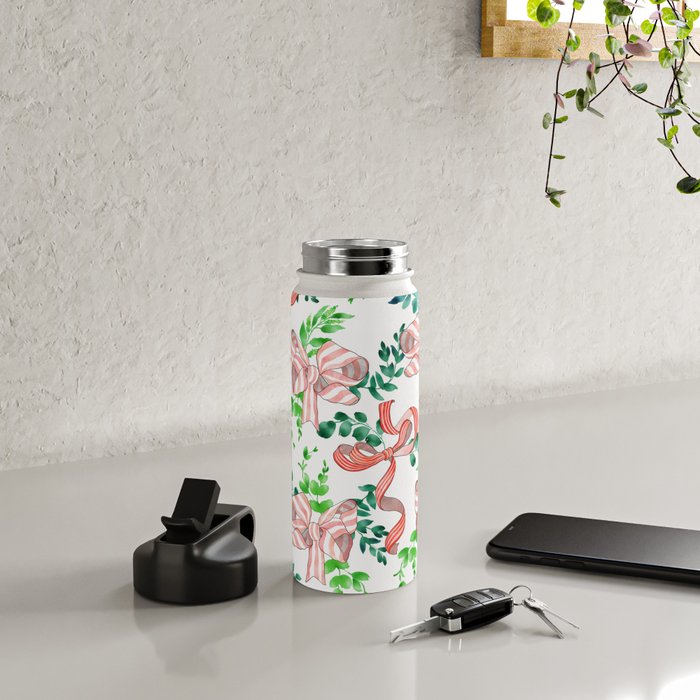 Whimsical Cheerful Bows Plants II Water Bottle Gallery Image 4