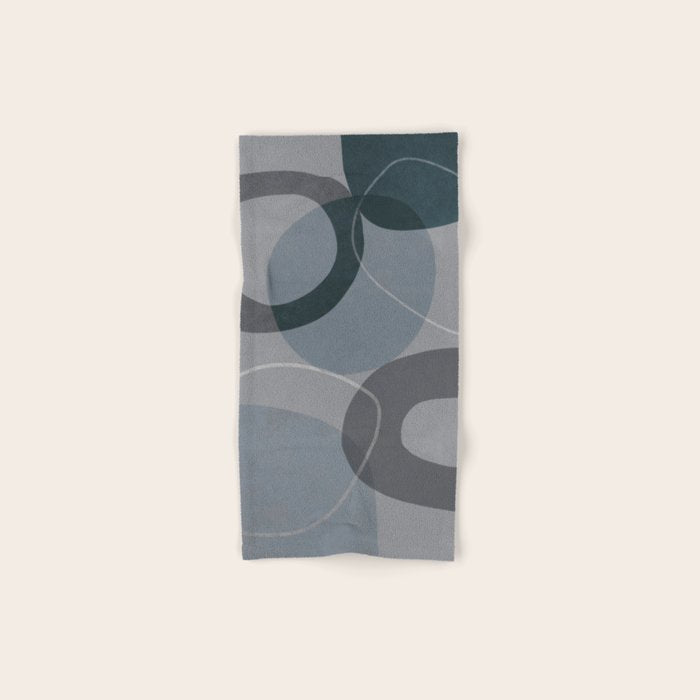 Mid Century Shapes And Outline Grey Teal Bath Towel Gallery Image 1