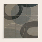 Mid Century Shapes And Outline Grey Teal Wood Wall Art Gallery Image 1