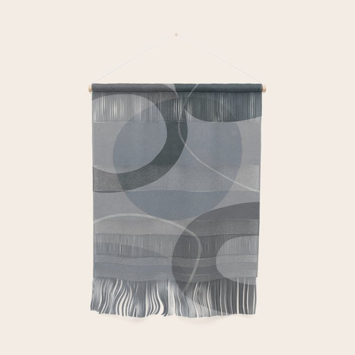 Mid Century Shapes And Outline Grey Teal Wall Hanging Gallery Image 1