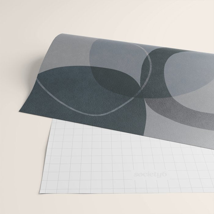 Mid Century Shapes And Outline Grey Teal Wrapping Paper Gallery Image 2