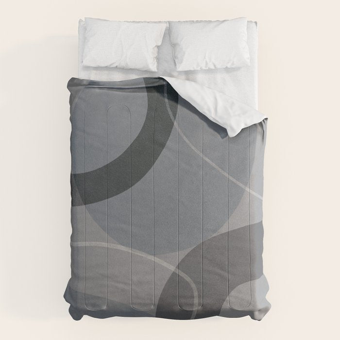 Mid Century Shapes And Outline Grey Teal Comforter Gallery Image 1