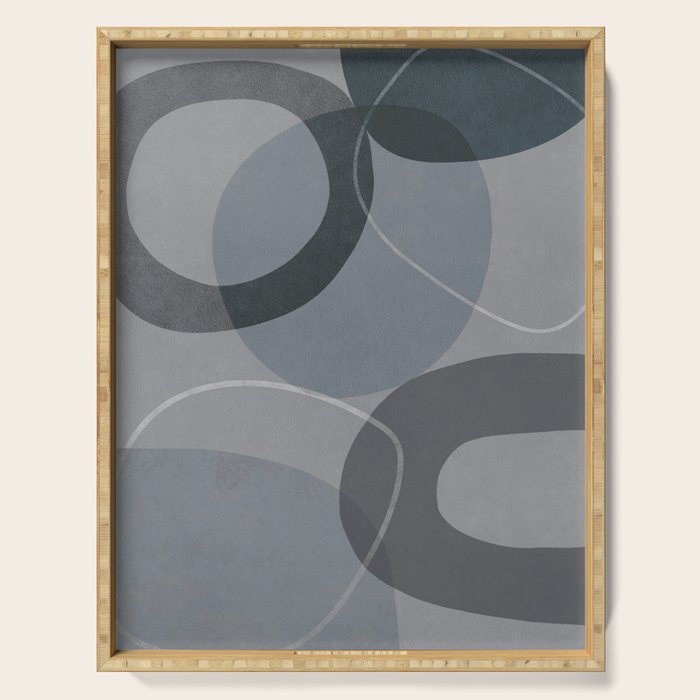Mid Century Shapes And Outline Grey Teal Serving Tray Gallery Image 1