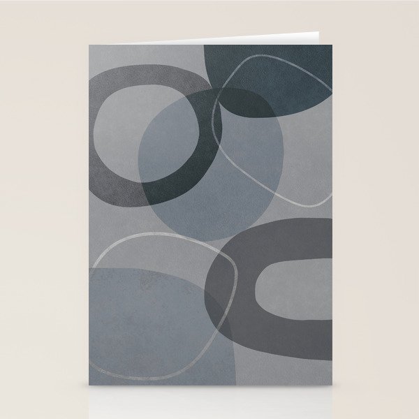 Mid Century Shapes And Outline Grey Teal Stationery Card Gallery Image 2